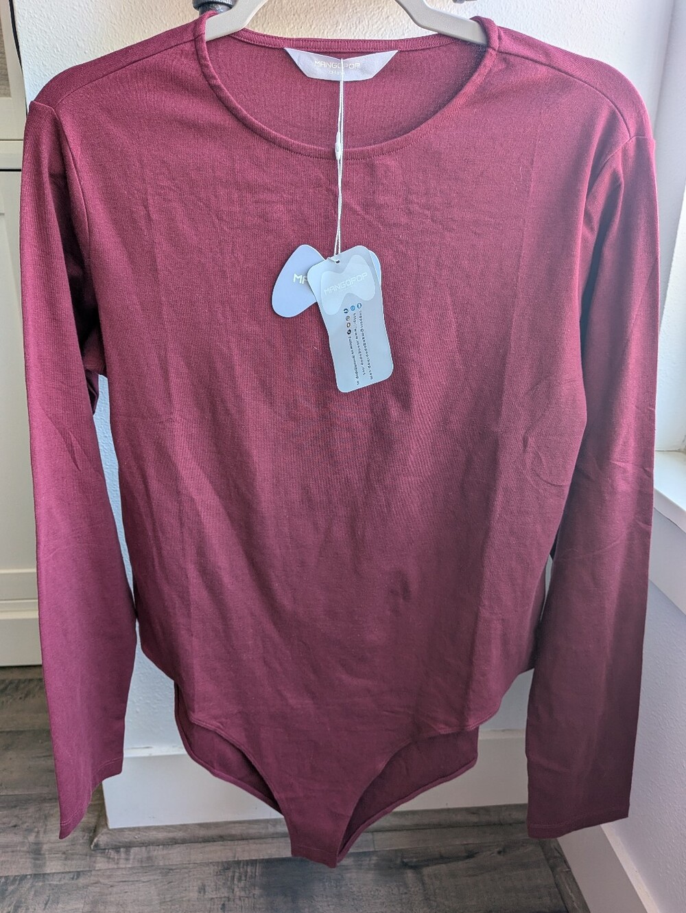 MANGOPOP Burgundy Long Sleeve Crew Neck Bodysuit NWT XXL